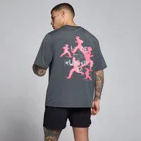 MP Herren Velocity Graphic Cotton Modal T-Shirt - Dark Grey / Pink - XXL