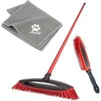Pet Pro ALWAYS CLEAN Besenbox, 3-teiliges Set rot, ALWAYS CLEAN Besen + Pet Pro Elektrostatische Bürste + Pet Pro Microfaser-Handtuch XL