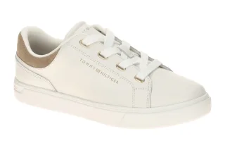 Tommy Hilfiger FW08816 YBL Damen Sneaker Wei? ecru/coastal taupe - Glattleder...
