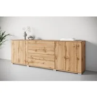 OTTO home Lowboard Kenia (1 St), 2 Türen, 2 Schubladen, Breite 180 cm, höhenverstellbare Einlegeböden