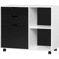 Woltu Rollcontainer, Aktenschrank mit 3 Schubladen, 5 Rollen, Büroschrank