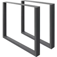 ECD Germany Tischbein 2x Tischkufen aus Vierkantprofilen aus pulverbeschichtetem Stahl, Tischgestell Bankkufen modernes Industriedesign Möbelfüße aus Metall