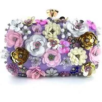 Zaewry Abendtasche Damen-Clutch mit Blumenmuster, Abendhandtasche, Schultertasche, mit Kettenriemen