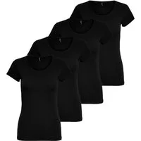 ONLY T-Shirt ONLY Damen 4er Pack T-Shirt Live Love Kurzarmshirt Basic Baumwollmix