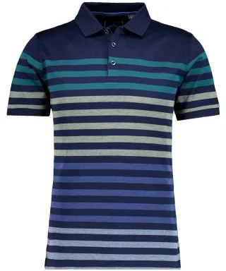 RAGMAN - Poloshirt gestreift, mercerisierte Baumwolle marine - Gr. - XXL