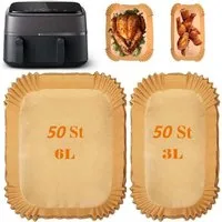 POPOLIC Backpapier Backpapier für Heißluftfritteuse – Heißluftfritteusen-Zubehör 110 st., Lebensmittelecht, hitzebeständig bis 232 °C, 5 cm hoher Rand
