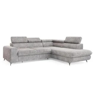 Masseno Ecksofa, Hellgrau, Holz, 4-Sitzer, L-Form,L-Form, 255x193 cm, Wohnzimmer, Sofas & Couches, Wohnlandschaften, Ecksofas