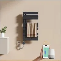 EMKE Elektrischer Badheizkörper Handtuchheizkörper mit Heizstab Wandheizung Seitenanschluss, Anthrazit 4 Heizmodi, IPX4, Kindersicherung 400W~1000W