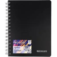 WESTCOTT Notizblock Spiralblock Notizbuch A5 kariert, 200 Seiten Ringbuch perforiert, Premium 80 g/m² Papier, Kunststoffcover