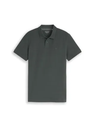 Tom Tailor - Piqué Poloshirt mit Logo-Stickerei darkest olive - Gr. - XL