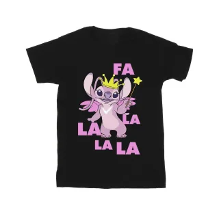 Disney - "Lilo & Stitch Angel Fa La La" T-Shirt für Mädchen (Schwarz)
