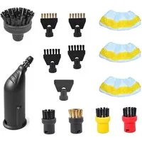 QUBEBU Reinigungsbürsten-Set Dampfreiniger Zubehör, Ersatzteile für Kärcher SC1 SC2 SC3 SC4 SC5, (1x schwarze verlängerte Düse, 1x Reinigungsbürste mit Abstreifer, 3x Nylon Rundbürste, 1x Kupferdraht Rundbürste, 1x große Rundbürste), 2x Flachfugenbür