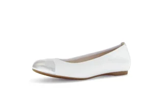 pius gabor - elegante Ballerinas Materialmix Leder weiß weiß - Gr. - 4.5 UK
