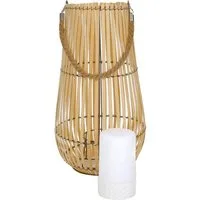 Bubble-Store Kerzenlaterne Laterne (mit LED Stumpenkerze,1 LED warmweiß leuchtend), Bambus-Laterne