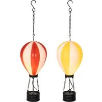 Lumineo LED Solarleuchte, Flacker Effekt, klassisch warm, Solar LED Heißluftballon 22x9,5cm Dekoleuchte 1 Stück sortiert