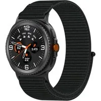 Wigento Smartwatch-Armband Nylon für Samsung Galaxy Watch 9 / 8 / 8 Classic Ersatz Schwarz, Nylonarmband mit Klettverschluss, individuell verstellbar