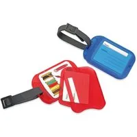 Best Offer Gepäckanhänger 2x Kofferanhänger / mit integrierten Nähset / Farbe: je 1x rot + blau