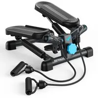 MERACH Mini-Stepper 2-in-1 Mini Stepper für Zuhause, Drehstepper, Leiser Mini Beintrainer (mit LCD-Display, Widerstandsbänder, Belastbarkeit bis 150 kg, 1-tlg., für Bein/Arm/Butt Training, Anfänger & Fortgeschrittene), Fitnessübungen für das Heimbüro