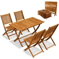 Casaria Garten-Essgruppe, (5-tlg), Gartenmöbel Set FSC®-zertifiziert Neues Modell 2026 1Tisch & 4 Stühle