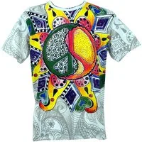 Guru-Shop T-Shirt Mirror T-Shirt - Peace 1 weiß/bunt Goa Style, Festival, alternative Bekleidung