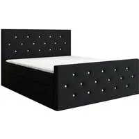 A&J MöbelLand GmbH Boxspringbett REINN mit Kristallknöpfen verziert. (Boxspringbett mit Bettkasten und gepolstertem Kopfteil.Inclusive Topper !, TOP ANGEBOT), Länge 216 cm Höhe 106 cm