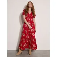 Apricot Maxikleid Maxikleid in Aquarelloptik mit Smockdetails