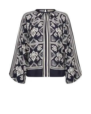 MOS MOSH - MMMilkey Linocut Blouse salute navy - Gr. - M