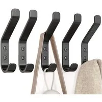 SURFOU Kleiderhaken Garderobenhaken kleiderhaken Schwarz Wandhaken zum Schrauben Haken, Toilette, Toilette, Schlafzimmer, Badezimmer, (5/10-Stück, 10CM, Metall Haken für Garderobe, Jacken, Hut, für Schlafzimmer, Wohnzimmer, Badezimmer, Kleiderschrank