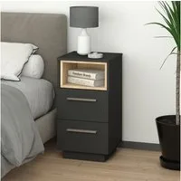 Vicco Nachtschrank Beatrice, Anthrazit/Sonoma, 36 x 68 cm (1-St)
