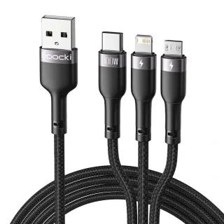 Toocki TQ-X61 6A 100W USB-A to iP/Micro/Type-C Cable Fast Charging Data Transmission Copper Core Line 1.2M Long for iPho