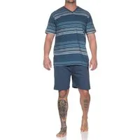 Normann Pyjama Herren kurzarm Schlafanzug Shorty Streifenlook - auch in Übergrößen