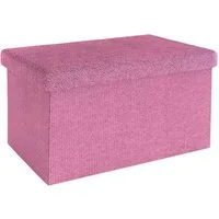 Intirilife Sitzhocker (Faltbare Sitzbank 49x30x30 cm in KIRSCHBLÜTEN PINK), Sitzwürfel mit Stauraum und Deckel aus Stoff in Leinen Optik