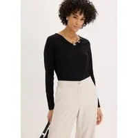 bonprix Langarmshirt bequeme Passform, Langarm, tolle Ösen-Details