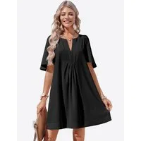 Imily Bela Minikleid Damen Lockeres Kleid mit V-Ausschnitt & Trompetenärmeln (Packung, 1-tlg., 1per-Pack) Mit Seitentaschen