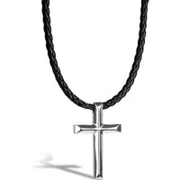 SERASAR Lederband Lederhalskette mit Edelstahlanhänger "Cross" (1-tlg), aus Echtleder