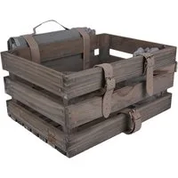UNUS GARDEN Fahrradkorb Fahrradkiste Picknick Holz (Grau 40x30x20cm (LxBxH), Holzkiste Picknick Fahrradkiste Picknickdecke Flaschenhalter