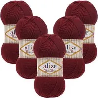 Alize 5 x ALIZE Baby Best 390 Cherry Häkelwolle, 240 m, Babywolle,Viskose,Anti-Pilling,Babygarn