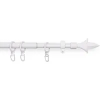Bestlivings Gardinenstange mit dekorativen Endstücken 120-220 cm, Ø 16 mm, 1-läufig, ausziehbar, Wandträger, verschraubt, Metall, inkl. Ringe mit Faltlegehaken und Befestigungsmaterial