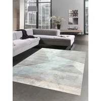 Carpetia Teppich Wohnzimmer modernes gestreiftes Muster grün blau grau - pflegeleicht, rechteckig, Höhe: 13 mm