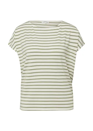s.Oliver - T-Shirt olive/creme - Gr. - 38