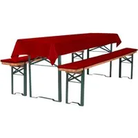 TexDeko Bankauflage Bierbankauflagen-Set mit Tischdecke 100x250cm (universal) 3TLG Set, (Set, 2x Auflage + 1x Tischdecke), blickdicht & waschbar