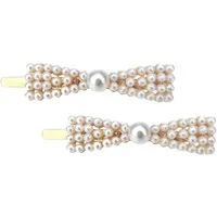 Ella Jonte Haarspange, Schleifen-Design mit Perlen, gold/weiß, elegant & retro