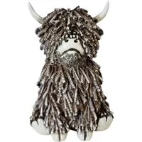 Figurendiscounter Gartenfigur Dekofigur Hochlandrind sitzend 18 cm braun