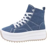 Ital-Design Komfortable Sneakers mit hoher Sohle und modischem Design Sneakerboots (85960085) Flach Sneakers High in Blau