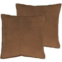 Spetebo Dekokissen Cord Deko Kissen 2er Set je 45cm - braun, Zierkissen mit Füllung und Bezug