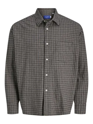 JACK&JONES - JORMEADOWS OVERSIZED CHECK SHIRT LS Mocha Meringue - Gr. - L