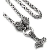LuxusKollektion Kette mit Anhänger Wikinger Thors Hammer Halskette Edelstahl Runen kette Viking Geschenke