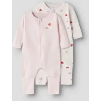 Name It Schlafanzug NBFNIGHTSUIT 2P ZIP FF CAR. HEART NOOS (Packung, 2 tlg) aus Baumwolle, bequeme Passform, mit Umschlagbund