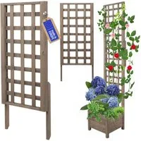 Modo24 Blumenkasten aus Holz, Pflanzkübel, Balkonkasten mit / ohne oder nur Rankgitter, Blumenkübel Holzkiste Garten Terrasse, Imprägniert Wetterfest Outdoor