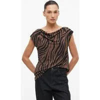 s.Oliver Kurzarmshirt T-Shirt Ärmelloses T-Shirt mit Wasserfall-Ausschnitt